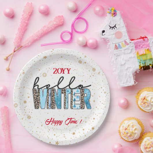 hallo Winter Customize Papieren Bordje (Feest)