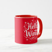 Hallo Winter Elegante Kerst Twee Tone Koffie Mok (Voorkant rechts)