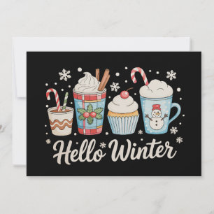 Hallo Winter Gezellig Koffie Sneeuwman Kerstmis Ke Feestdagenkaart
