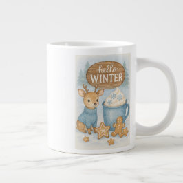 Hallo Winter.Gezellig rendier, warme cacao, peperk Grote Koffiekop