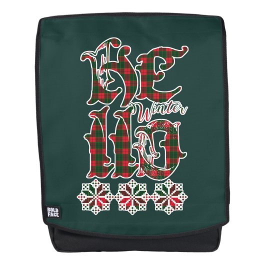 hallo Winter Holiday Lettering, Scotland Pattern Rugtassen (Voorkant)