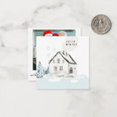 hallo Winter Kerstmis Snowy Cabin Notitiekaartje (Voorkant / Achterkant in situ)