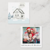 hallo Winter Kerstmis Snowy Cabin Notitiekaartje (Voorkant / Achterkant)