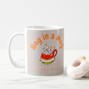 Hallo Winter Knuffel in een Mok Cozy Kawaii Illust