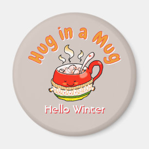 Hallo Winter Knuffel in een Mok Cozy Kawaii Illust Magneet