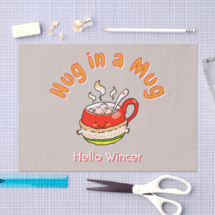 Hallo Winter Knuffel in een Mok Cozy Kawaii Illust Tissuepapier