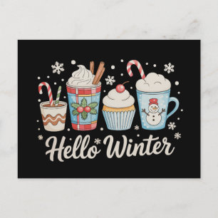 Hallo Winter Knus Koffie Sneeuwman Kerstmis Kerstm Feestdagenkaart