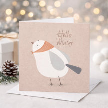Hallo Winter Mooie Vogel Illustratie Wenskaart