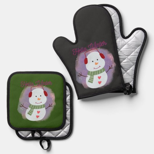 hallo winter ovenwant & pannenlap set (Voorkant / Achterkant)