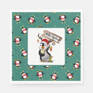 hallo Winter Penguins Napkins Servet