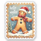 Hallo Winter Peperkoek Stempel Sticker (Voorkant)