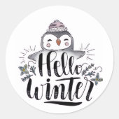 Hallo Winter Pinguïn Sticker (Voorkant)