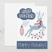 hallo winter Prettige feestdagen Kerstmis Feestdagenkaart (Voorkant / Achterkant)