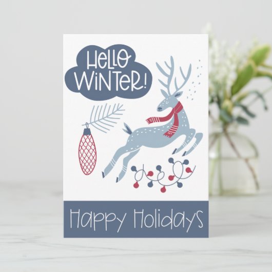 hallo winter Prettige feestdagen Kerstmis Feestdagenkaart (Staand voorkant)