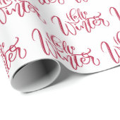 Hallo Winter Red Script Holiday Gift Cadeaupapier (Rol Hoek)