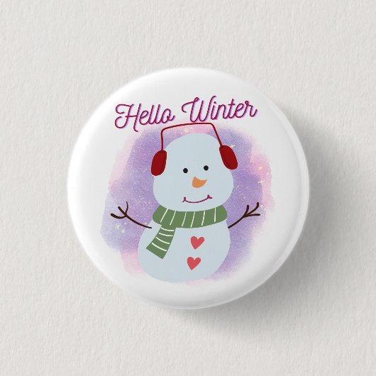 hallo winter ronde button 3,2 cm (Voorkant)