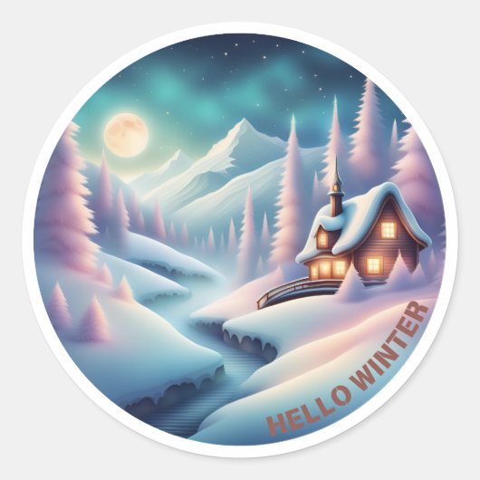 hallo Winter Ronde Sticker (Voorkant)