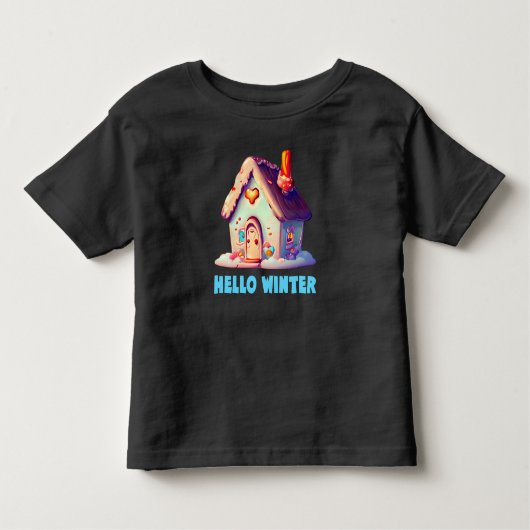 Hallo Winter, Schattige huis Kinder Shirts (Voorkant)