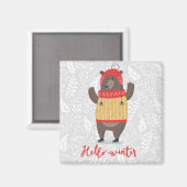 Hallo Winter Seizoen Groet Illustratie Beer Art Magneet (Voorkant / Achterkant)
