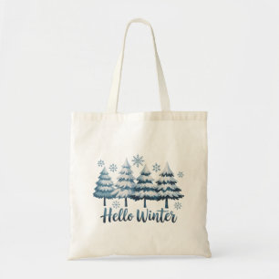 Hallo Winter Seizoen Sfeer Bomen Sneeuwvlokken Ker Tote Bag