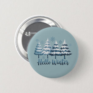 Hallo Winter Seizoen Sfeer Bomen Sneeuwvlokken Xma Ronde Button 5,7 Cm