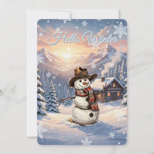 Hallo Winter Sneeuwman Gepersonaliseerde Tekst Kaart (Voorkant)
