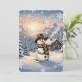 Hallo Winter Sneeuwman Gepersonaliseerde Tekst Kaart (Staand voorkant)