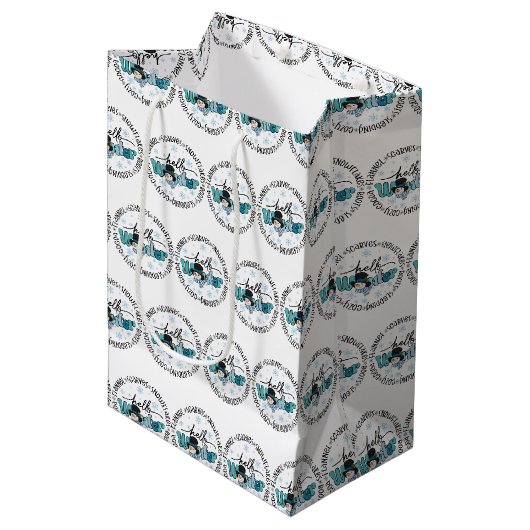 Hallo Winter Sneeuwman Medium Cadeauzakje (Voorkant Gekanteld)