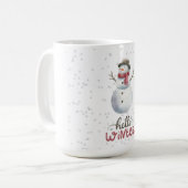 "Hallo Winter" Sneeuwman mok (Voorkant links)