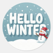 Hallo Winter Sneeuwman Sticker (Voorkant)