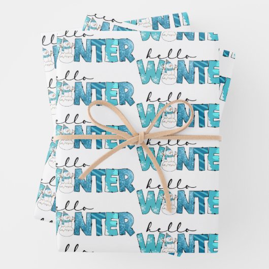 hallo Winter Snowman Customize Inpakpapier Vel (In situ)