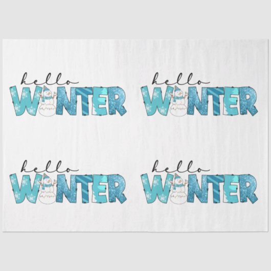 hallo Winter Snowman Customize Tissuepapier (Voorkant)