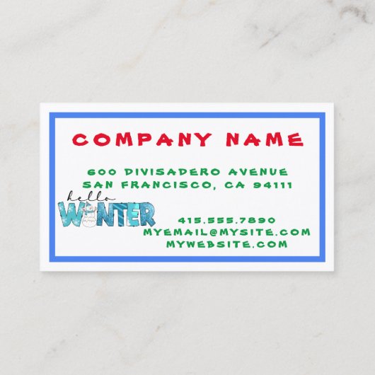 hallo Winter Snowman Customize Visitekaartje (Achterkant)