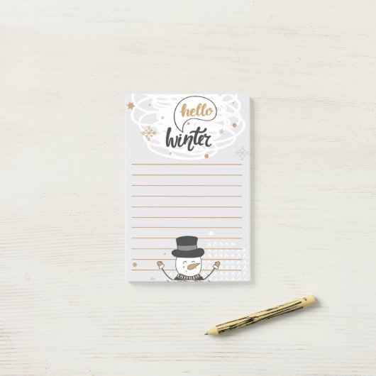 hallo Winter Snowman Post-it Notes (Op bureau)