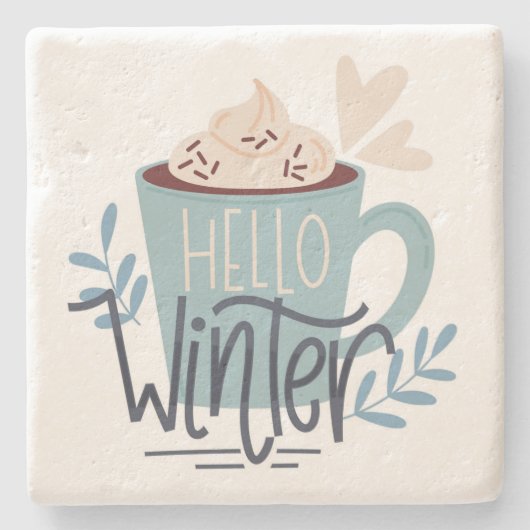 hallo Winter Stenen Onderzetter (Voorkant)