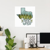 hallo Winter Texas Forest Snow Scene Poster (Thuiskantoor)