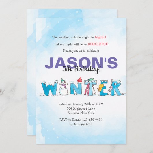 hallo Winter Uitnodiging (Voorkant / Achterkant)