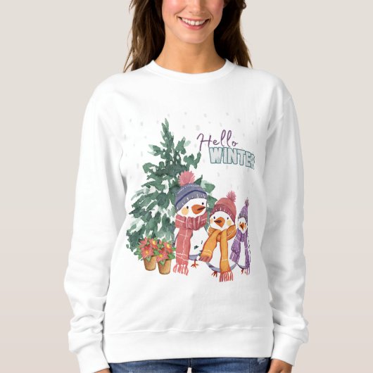 Hallo Winter Vrouwen Sweatshirt Winter Vogels (Voorkant)