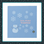 Hallo, Winter Wonderland Notitieblok<br><div class="desc">A Slice of Life and Delight cadeaus Winter Wonderland notitieblokken met een sneeuwpop versierd met witte sneeuwvlokken,  roze schrift en een blauw decor. De sneeuwpop notitieblokken hebben ook een blauw pet en sjaal.</div>