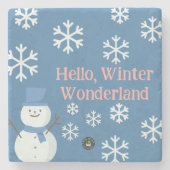 Hallo, Winter Wonderland Stone Onderzetter (Voorkant)