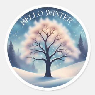 Hallo Winterboom Ronde Sticker