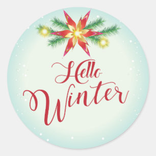 hallo Winterfeestdag Kerstmis en nieuwjaar Ronde Sticker