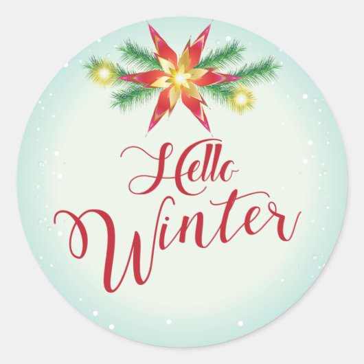 Hallo Wintervakantie Kerst & Nieuwjaar Ronde Sticker (Voorkant)