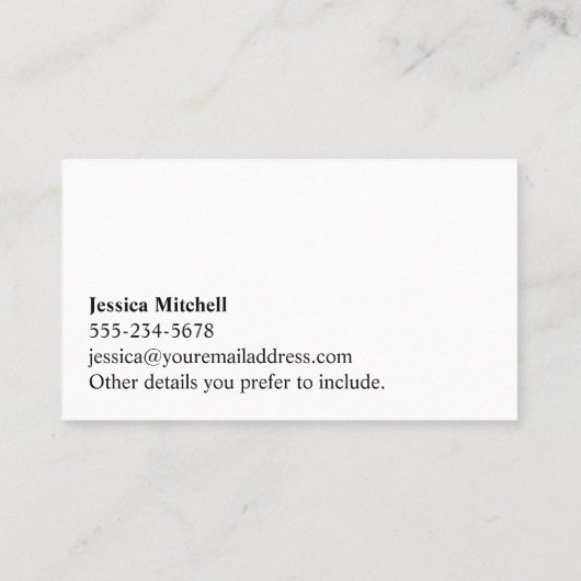 Hallo Wit Script Typografie Over bewerkbaar Blauwg Visitekaartje (Achterkant)