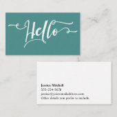 Hallo Wit Script Typografie Over bewerkbaar Blauwg Visitekaartje (Voorkant / Achterkant)