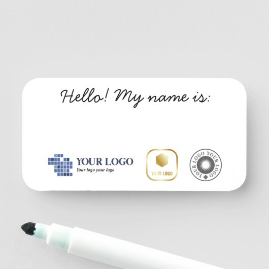 Hallo Wit Zwart Eenvoudig 3 Logos Mijn naam is Naamplaatje (In situ)
