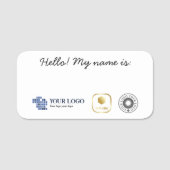 Hallo Wit Zwart Eenvoudig 3 Logos Mijn naam is Naamplaatje (Voorkant)