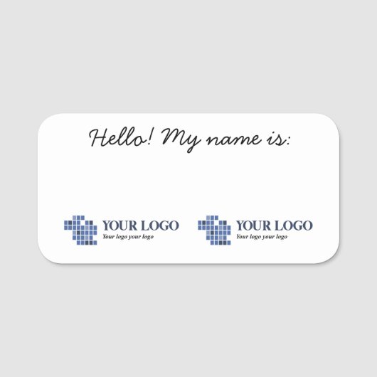 Hallo Wit Zwart Eenvoudig Uw Logo's Mijn naam is Naamplaatje (Voorkant)