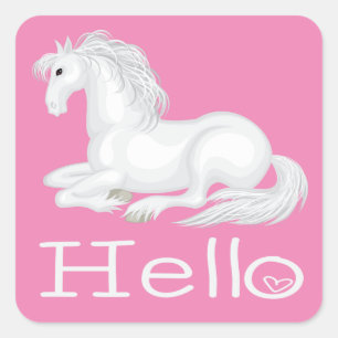 Hallo Witte Paard Ruitersliefde Denk Aan Jou Vierkante Sticker