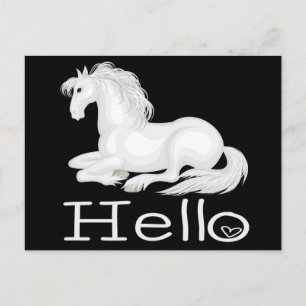 Hallo Witte Paard Ruitersport Pony Ik Denk Aan Jou Briefkaart
